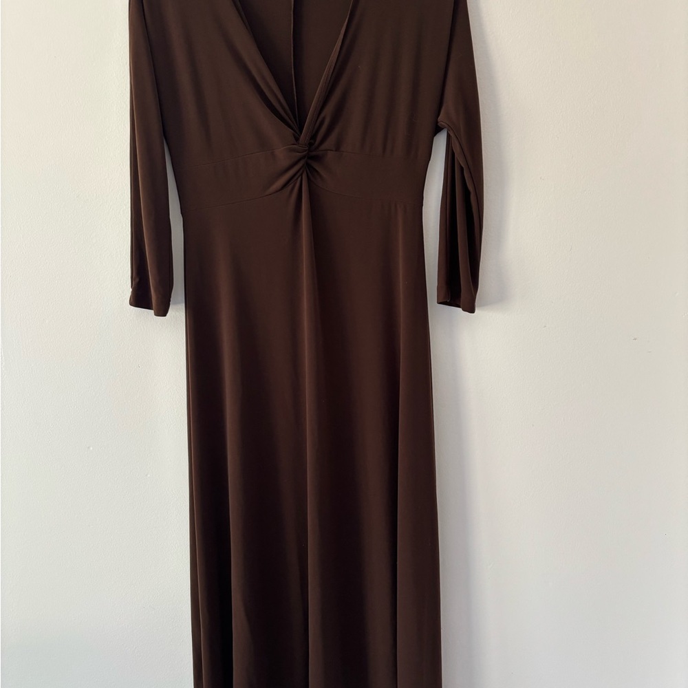 Chic Long Sleeve Brown Dress
